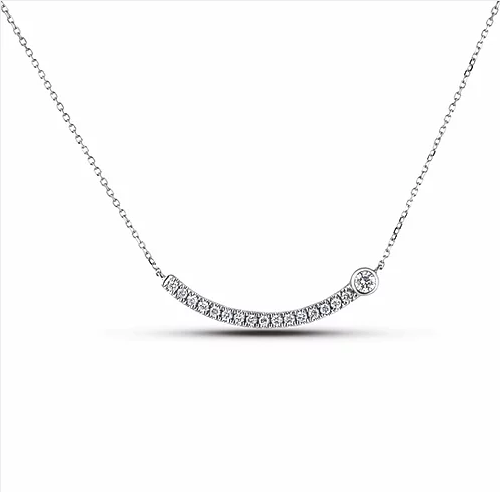 Diamond curved bar necklace online