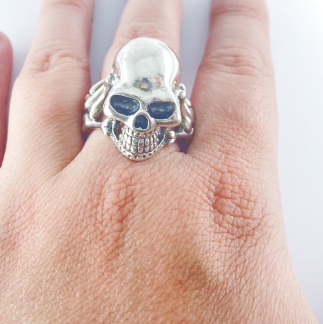 925 Sterling Silver Oxidized Skull Ring – Adrian Rose Jewelry